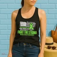 Fight the Stigma American Flag Mental Health Awareness Women's Tank Top thumb 2
