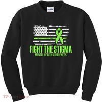 Fight the Stigma American Flag Mental Health Awareness Kids Sweatshirt thumb 0