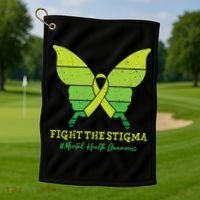 Fight The Stigma Mental Health Awareness Golf Towel thumb 1