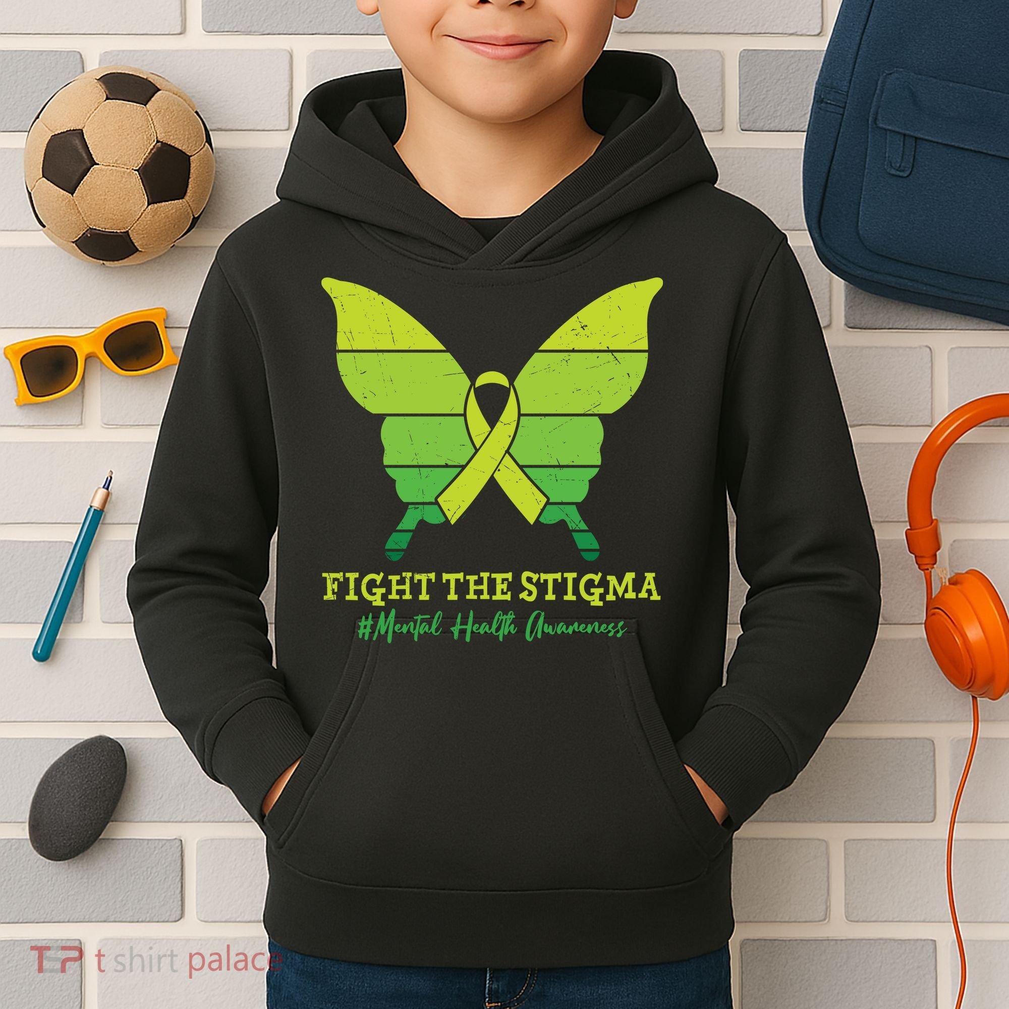 Fight The Stigma Mental Health Awareness Kids Hoodie