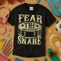 Fear The Snare Drum Drummer Percussionist Drumming Lover Kids T-Shirt thumb 3
