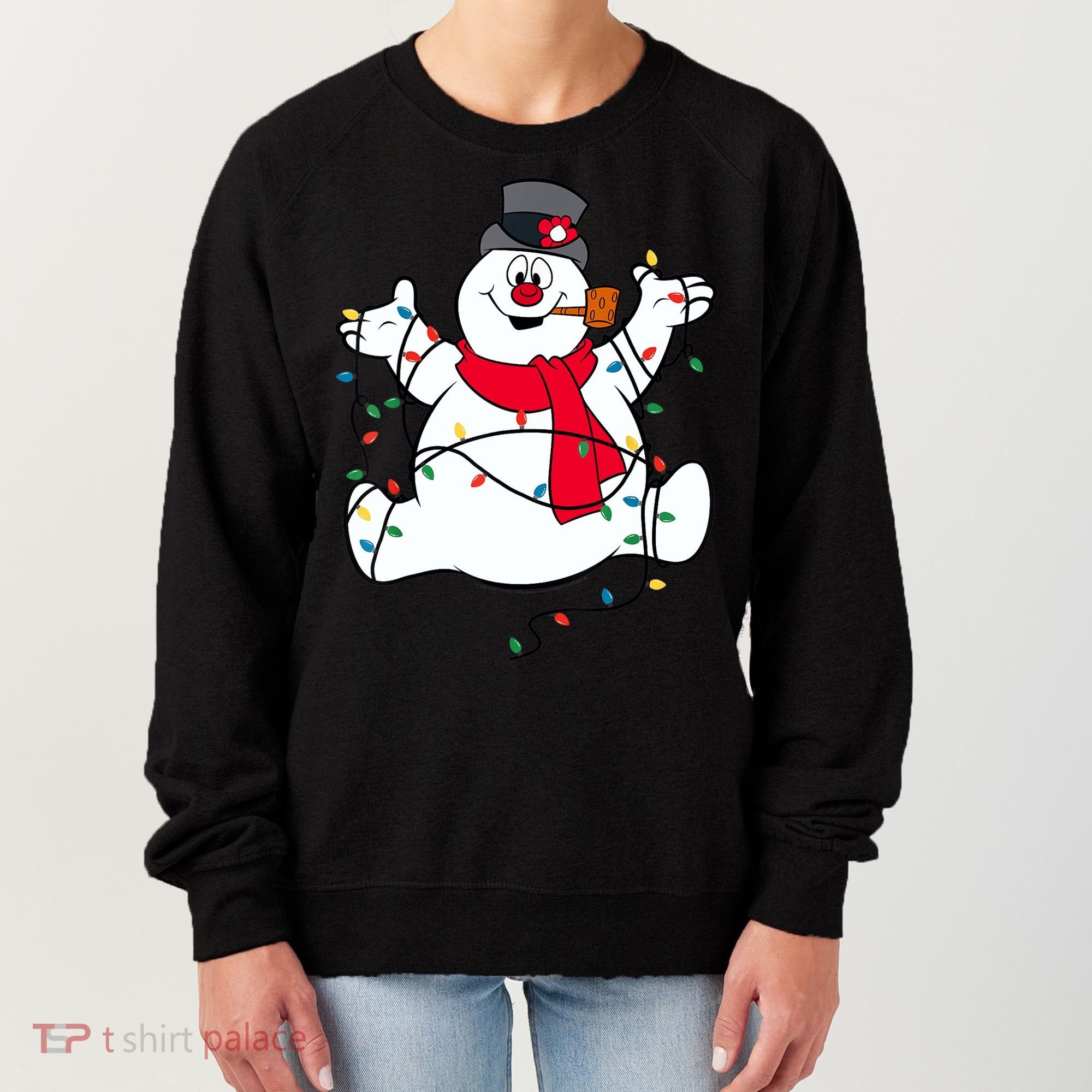 Frosty The Snowman Christmas Lights Portrait T Women's Sweatshirt