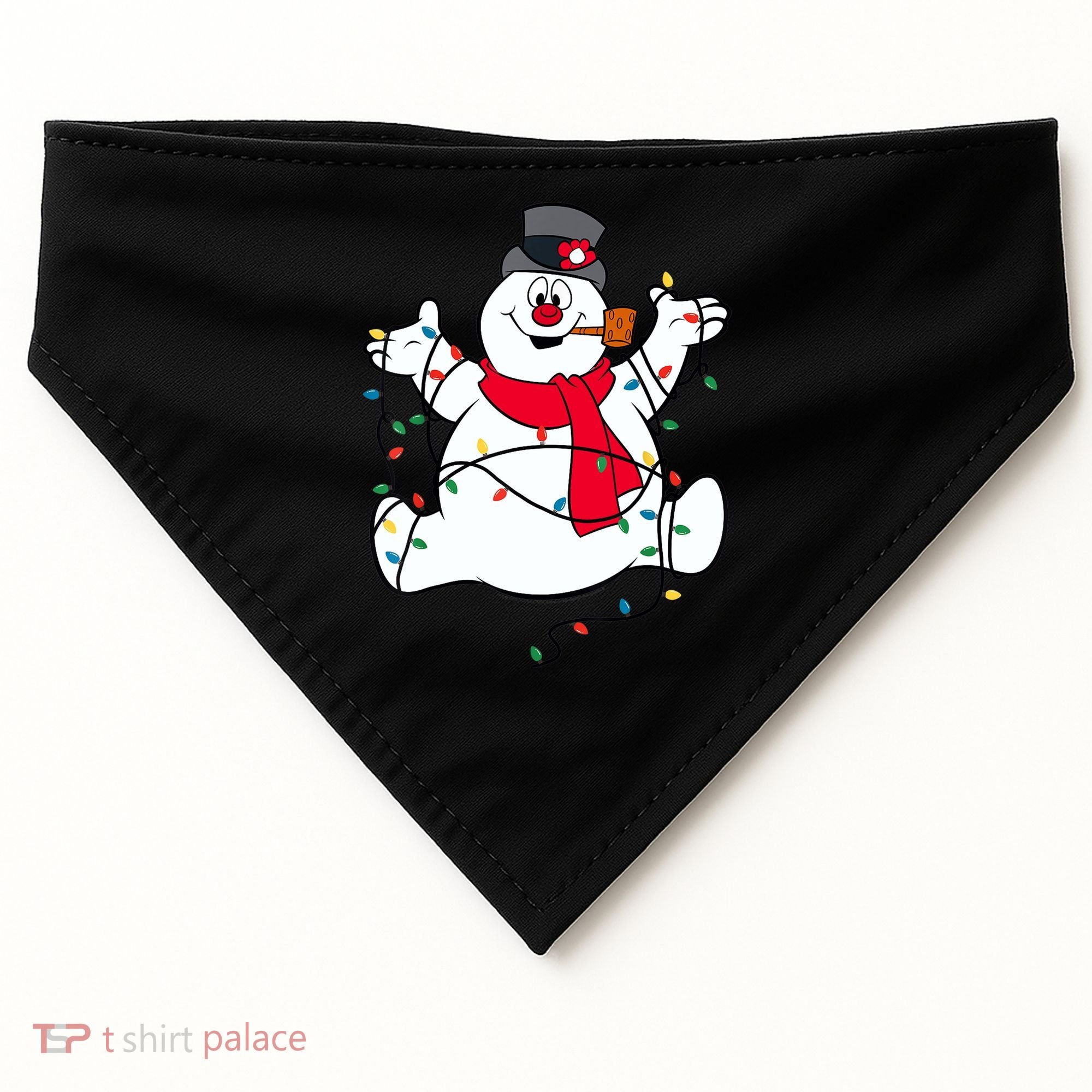 Frosty The Snowman Christmas Lights Portrait T USA-Made Doggie Bandana