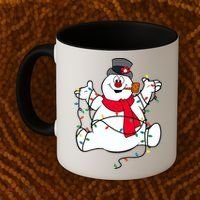 Frosty The Snowman Christmas Lights Portrait T Coffee Mug thumb 2