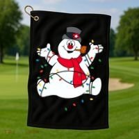 Frosty The Snowman Christmas Lights Portrait T Golf Towel thumb 1