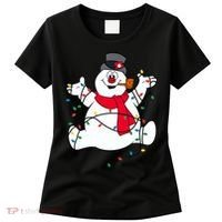 Frosty The Snowman Christmas Lights Portrait T Women's T-Shirt thumb 0