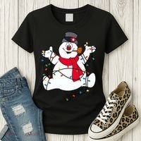 Frosty The Snowman Christmas Lights Portrait T Women's T-Shirt thumb 3