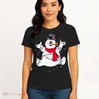 Frosty The Snowman Christmas Lights Portrait T Women's T-Shirt thumb 4