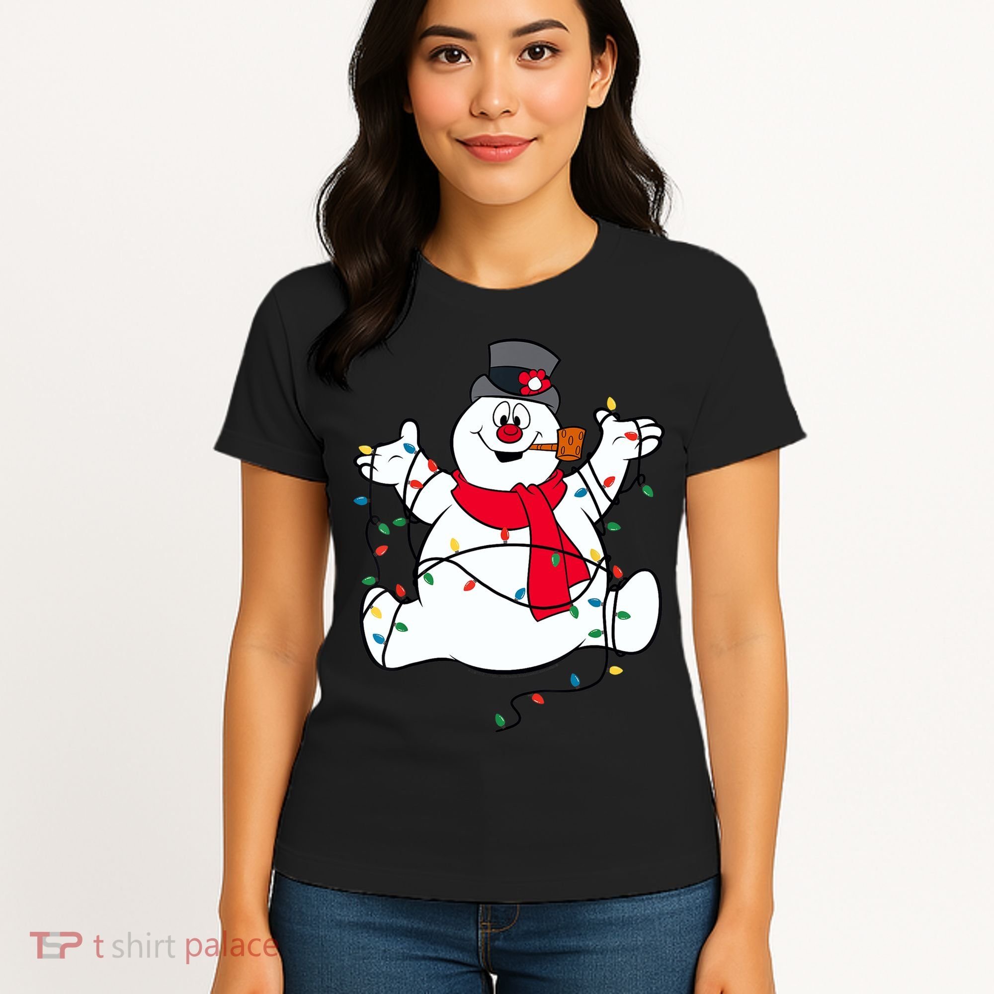 Frosty The Snowman Christmas Lights Portrait T Women's T-Shirt