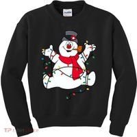 Frosty The Snowman Christmas Lights Portrait T Kids Sweatshirt thumb 0