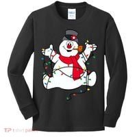 Frosty The Snowman Christmas Lights Portrait T Kids Long Sleeve Shirt thumb 0