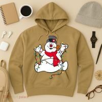 Frosty The Snowman Christmas Lights Portrait T Hoodie thumb 3