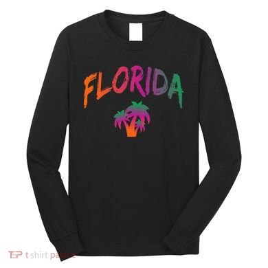 Florida The Sunshine State Tie Dye Text Print Classic Long Sleeve Shirt