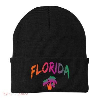Florida The Sunshine State Tie Dye Text Print Classic Beanie