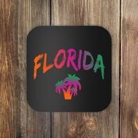 Florida The Sunshine State Tie Dye Text Print Classic Coaster thumb 0