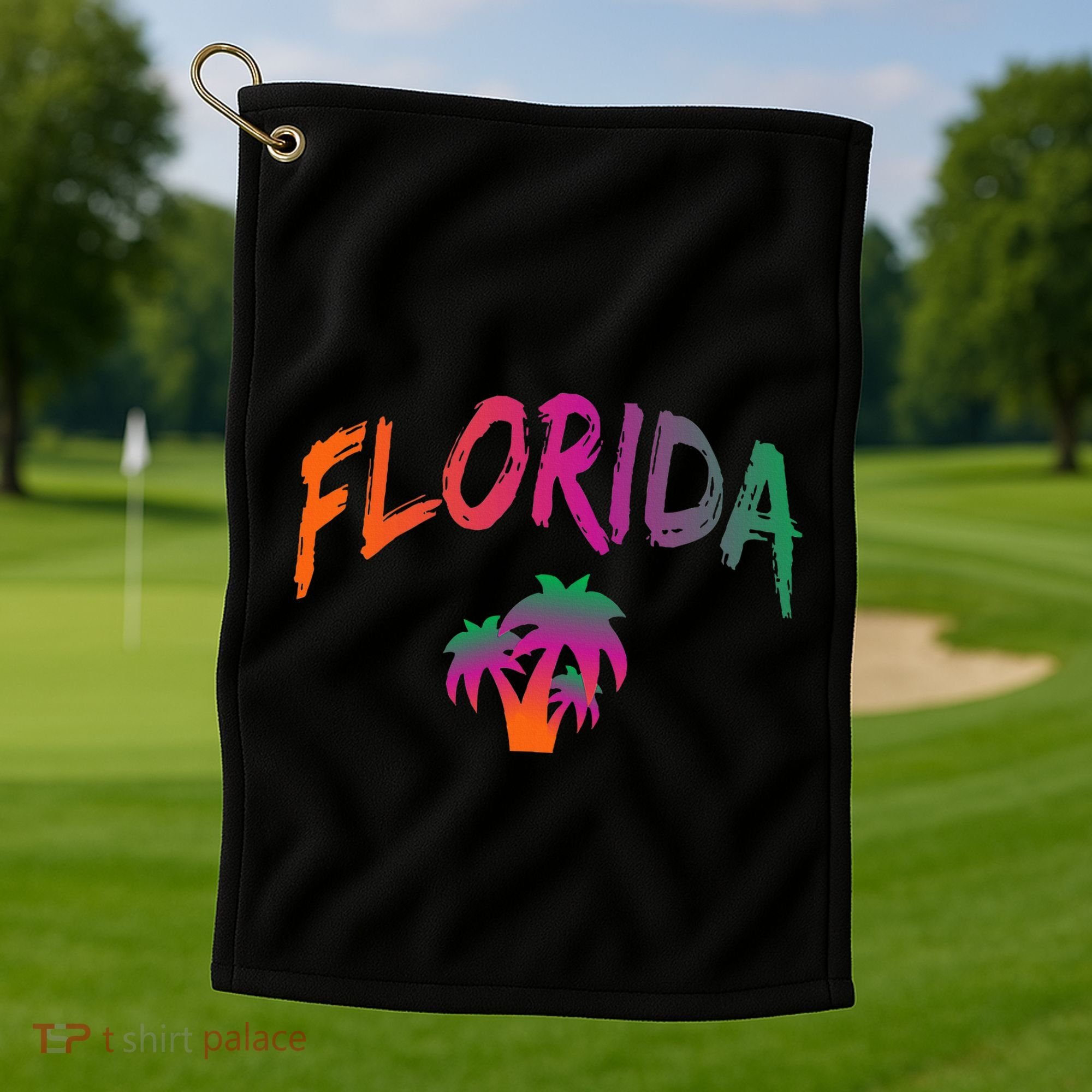 Florida The Sunshine State Tie Dye Text Print Classic Golf Towel