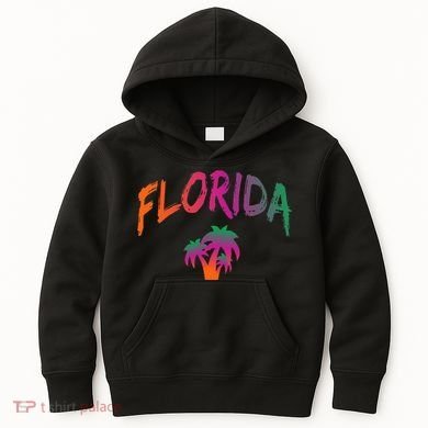 Florida The Sunshine State Tie Dye Text Print Classic Kids Hoodie