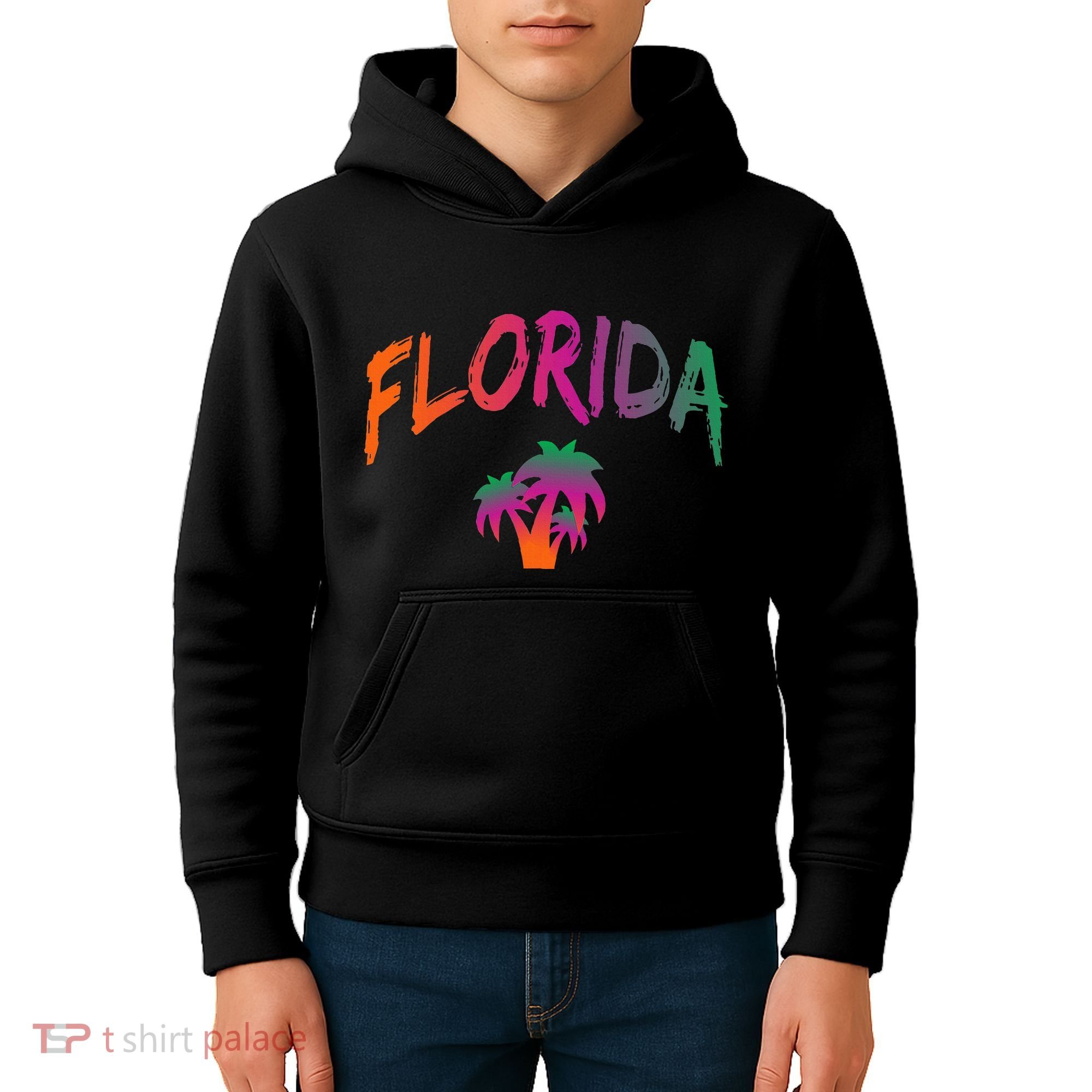 Florida The Sunshine State Tie Dye Text Print Classic Kids Hoodie