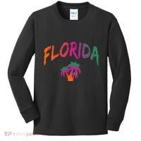 Florida The Sunshine State Tie Dye Text Print Classic Kids Long Sleeve Shirt thumb 0