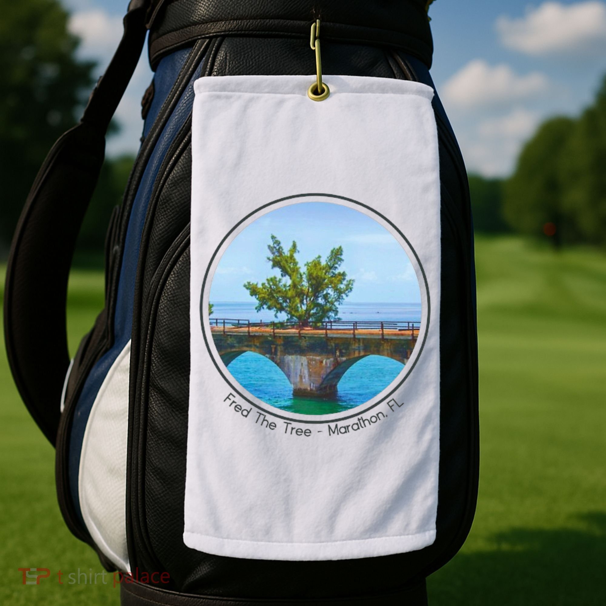 Fred The Tree Marathon Fl 7 Mile Bridge Tree Of Hope Golf Towel