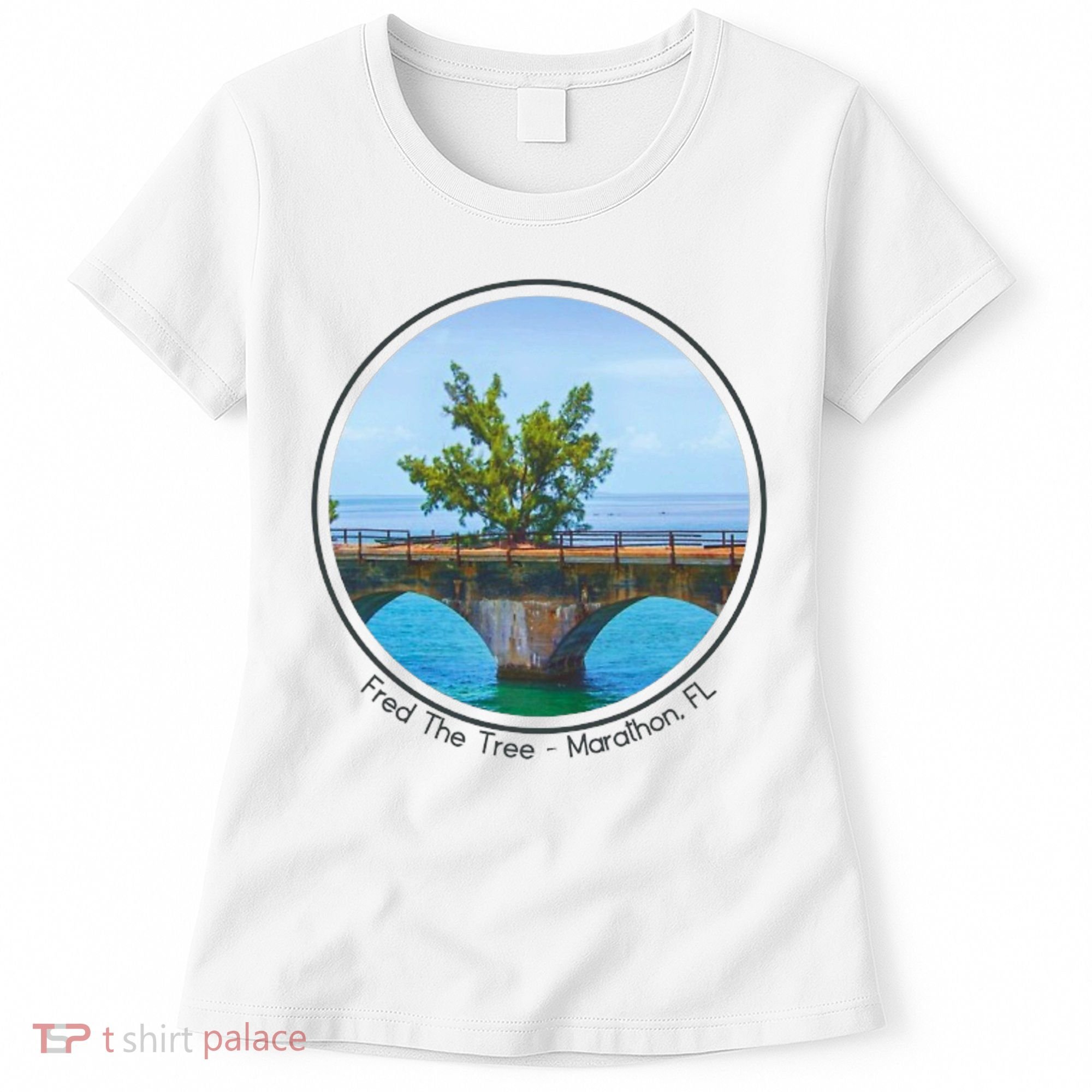 Fred The Tree Marathon Fl 7 Mile Bridge Tree Of Hope Women's T-Shirt
