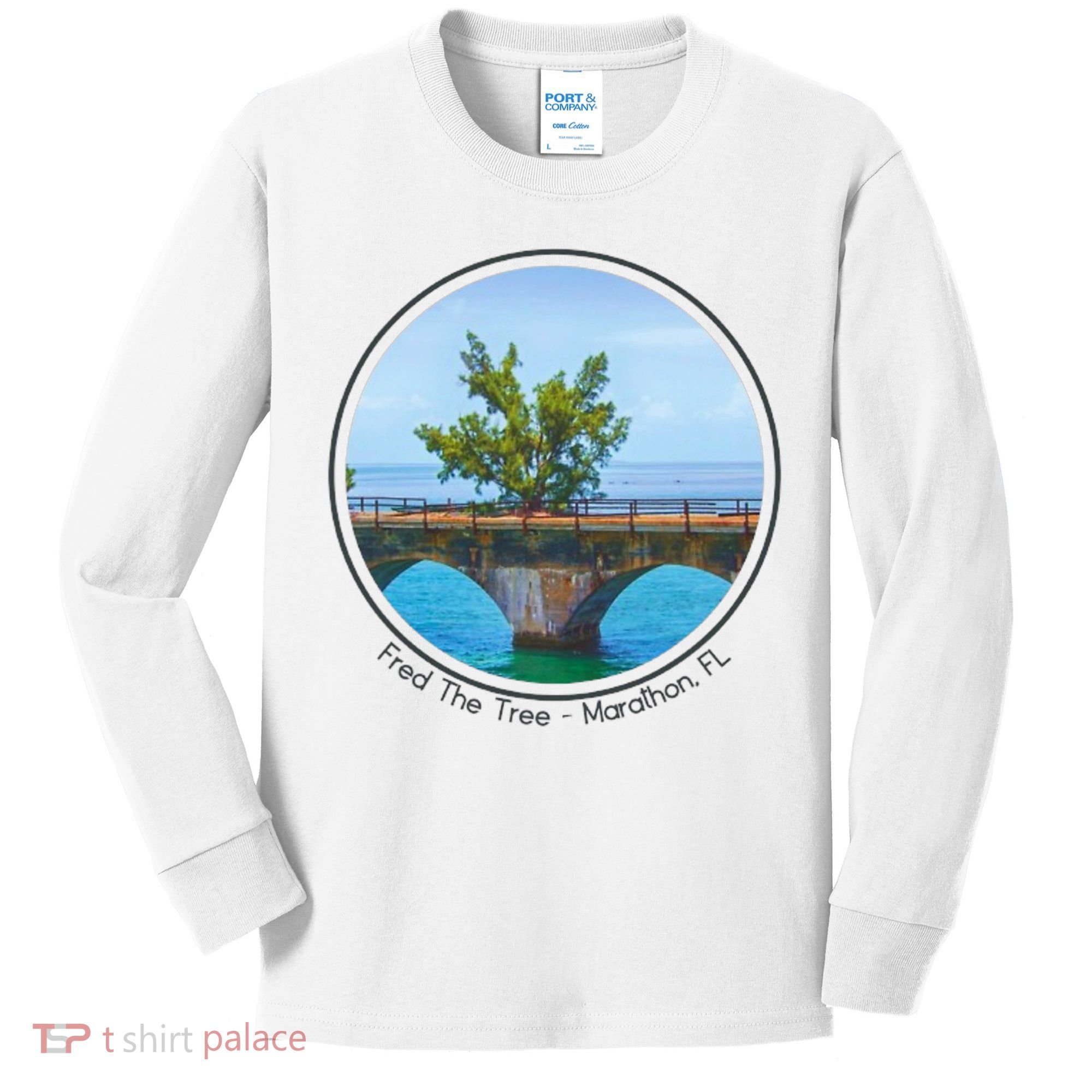 Fred The Tree Marathon Fl 7 Mile Bridge Tree Of Hope Kids Long Sleeve Shirt