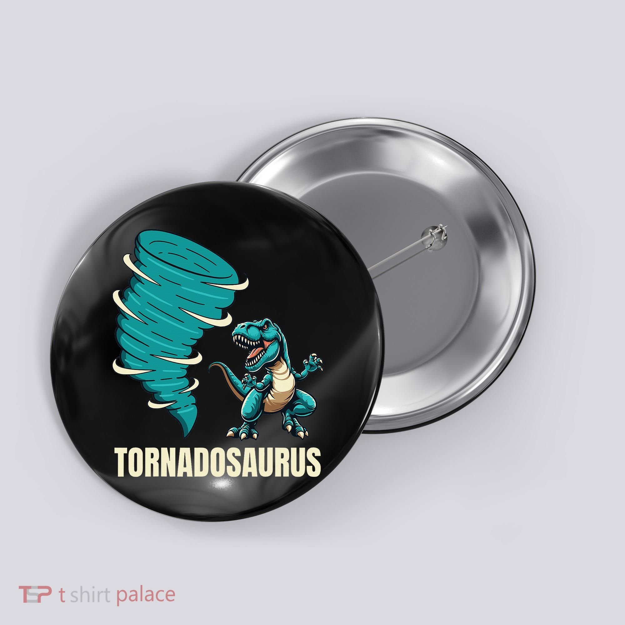 Funny Tornado T Rex Tornado Chaser Button