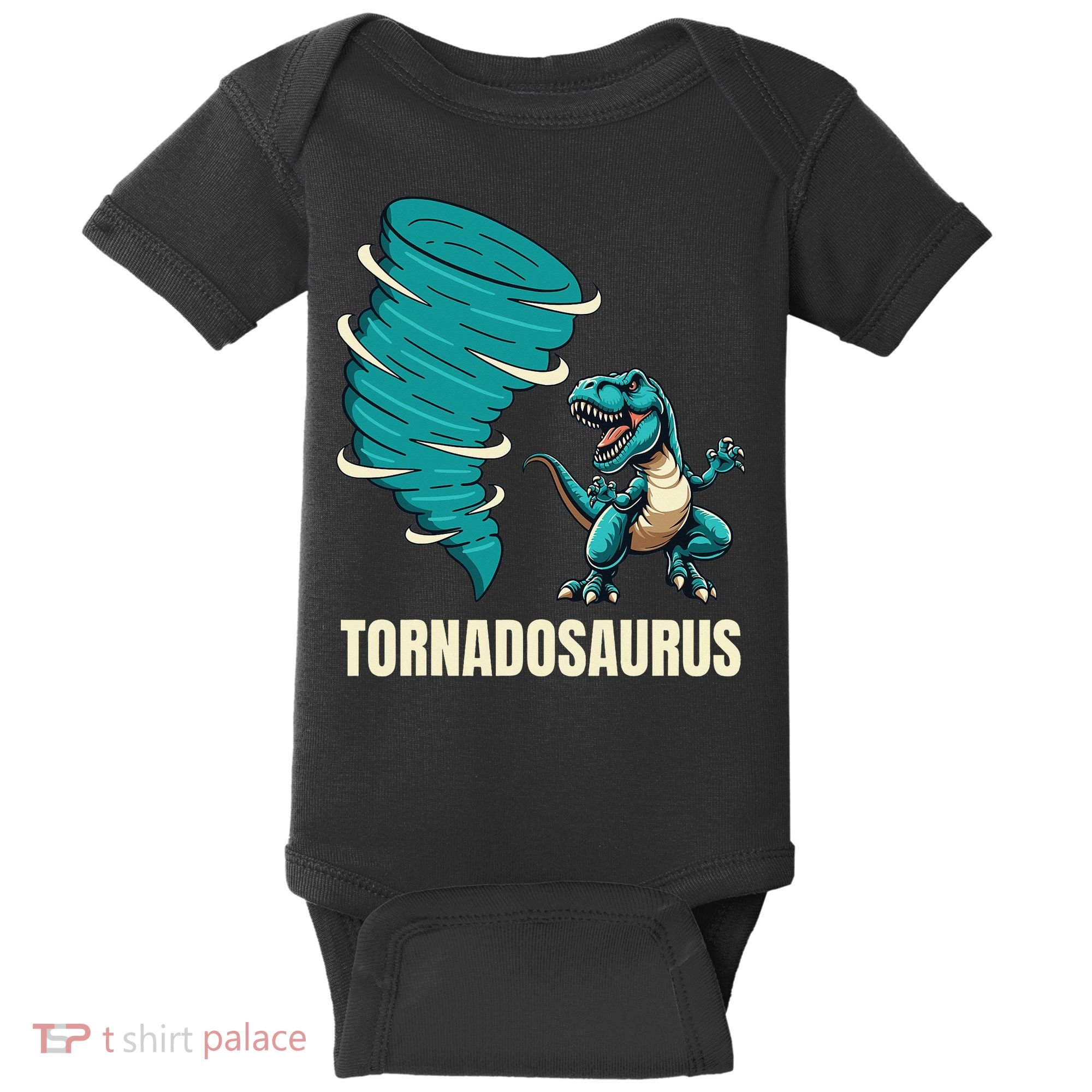 Funny Tornado T Rex Tornado Chaser Baby Bodysuit