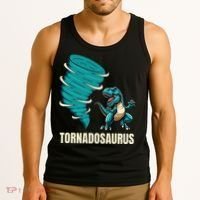 Funny Tornado T Rex Tornado Chaser Tank Top thumb 3