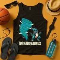 Funny Tornado T Rex Tornado Chaser Tank Top thumb 4