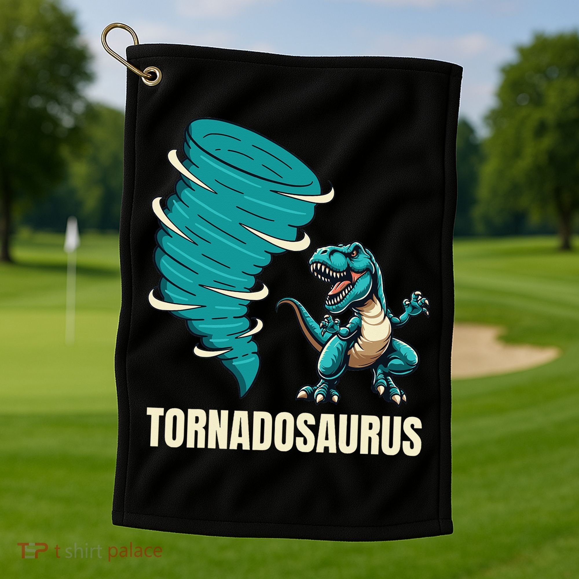 Funny Tornado T Rex Tornado Chaser Golf Towel