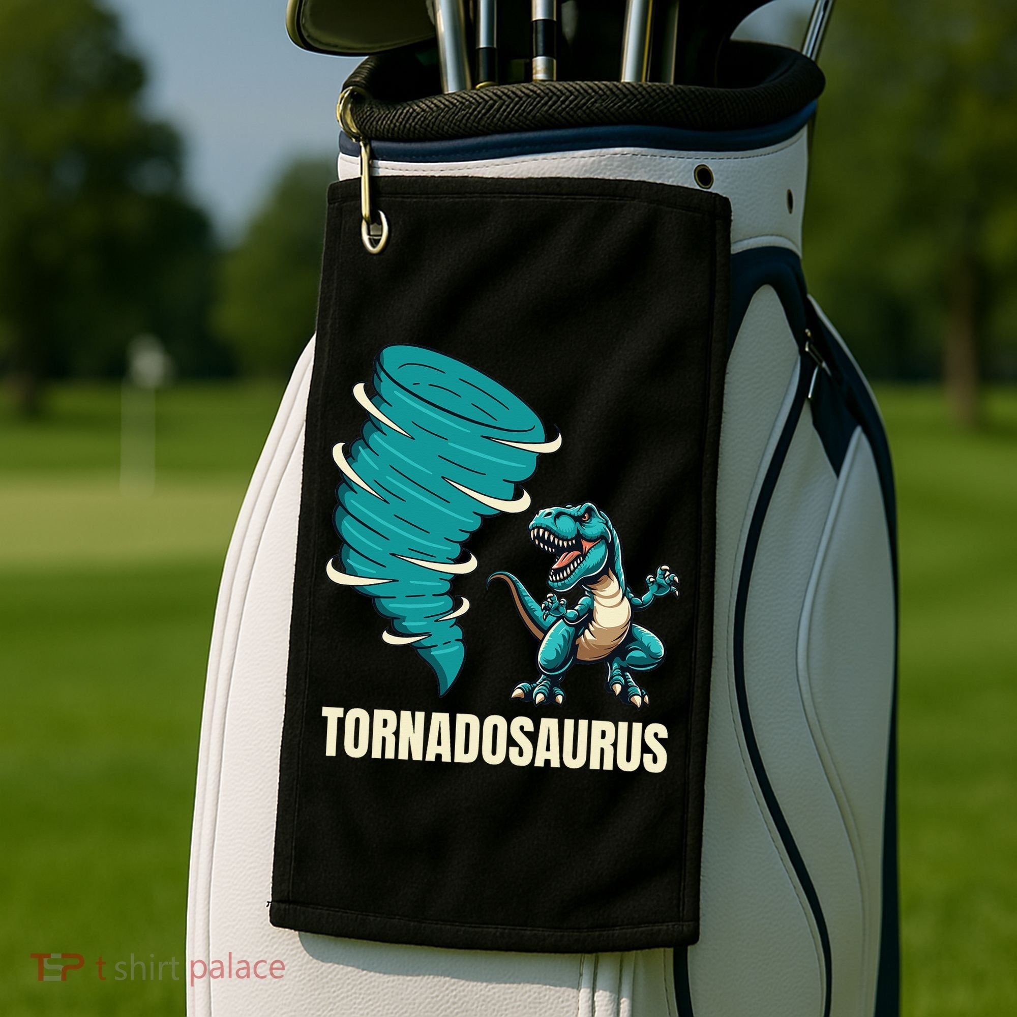 Funny Tornado T Rex Tornado Chaser Golf Towel