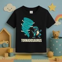 Funny Tornado T Rex Tornado Chaser Toddler T-Shirt thumb 3