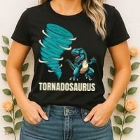 Funny Tornado T Rex Tornado Chaser Women's T-Shirt thumb 2