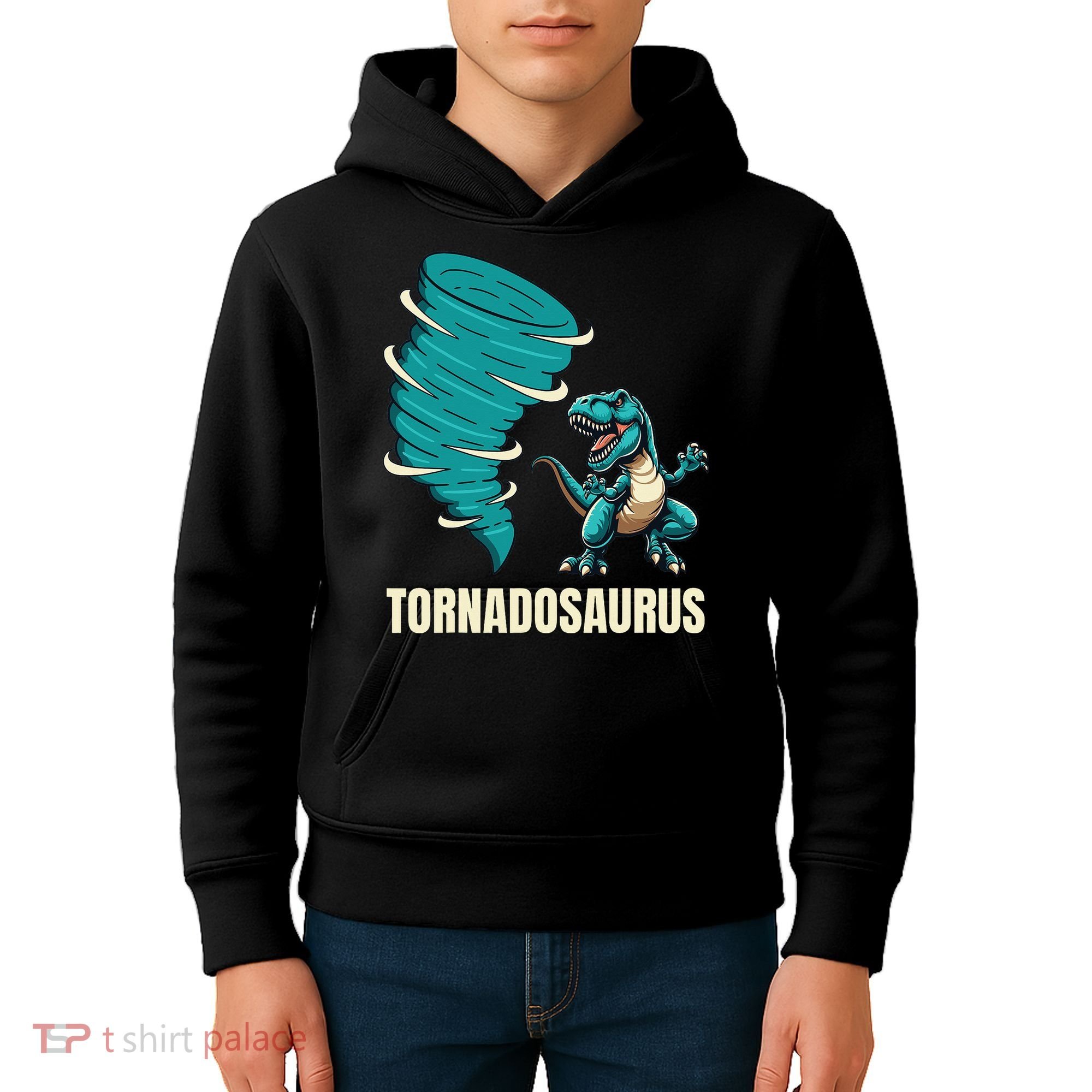 Funny Tornado T Rex Tornado Chaser Kids Hoodie