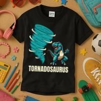 Funny Tornado T Rex Tornado Chaser Kids T-Shirt thumb 3