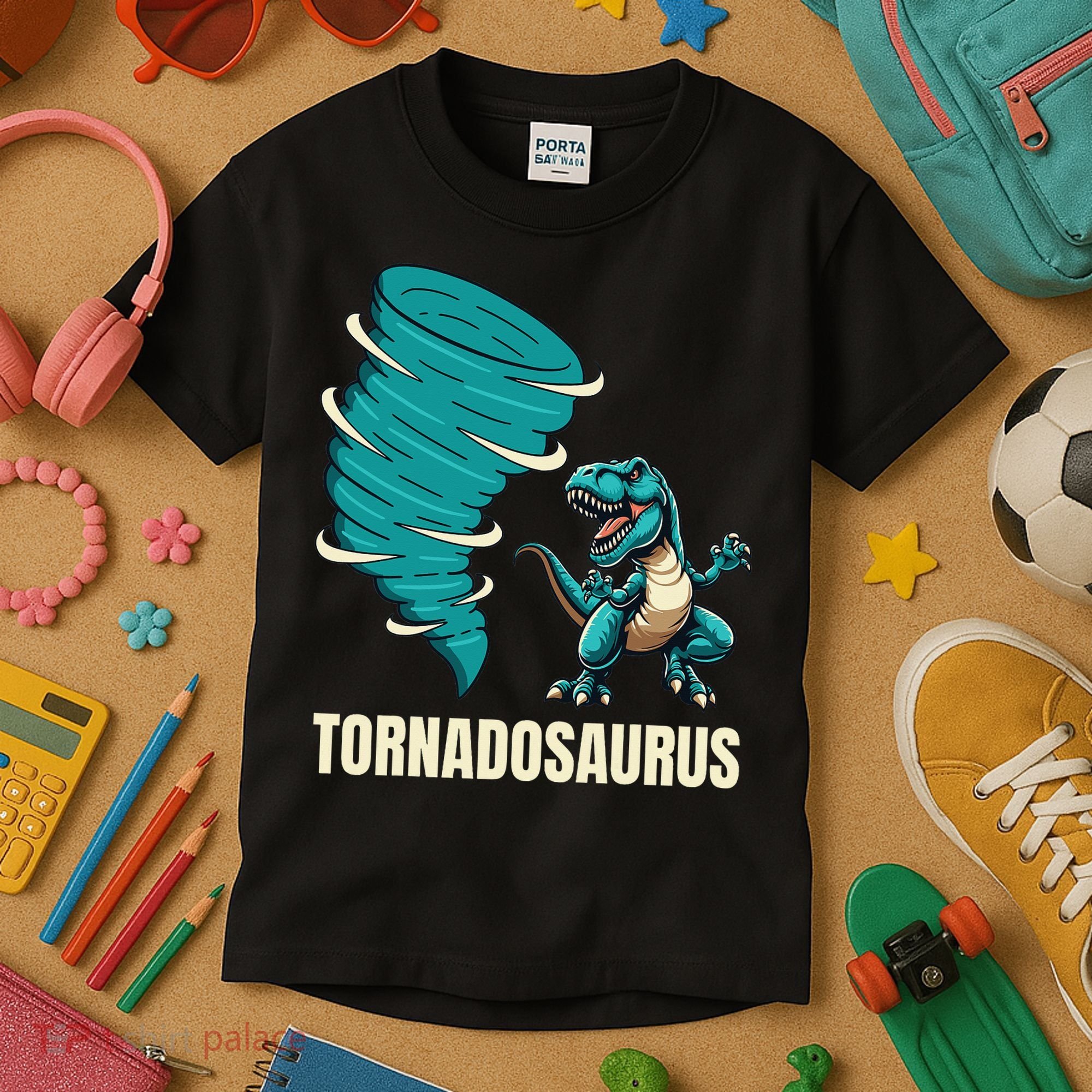 Funny Tornado T Rex Tornado Chaser Kids T-Shirt