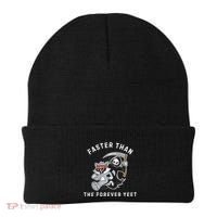 Faster Than The Forever Yeet Run Away Faster Funny Saying Beanie thumb 0