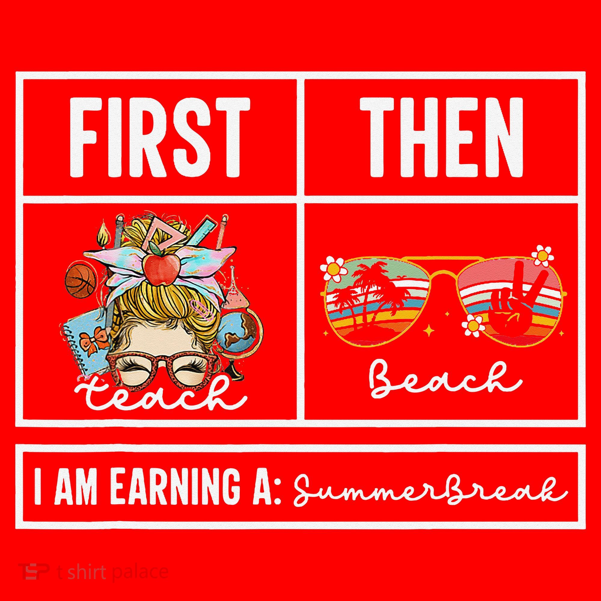 First Teach Then Beach I Am Earning A Summer Break Teacher Santa Hat