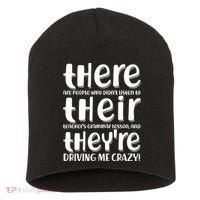 Funny There Their Theyre Grammar Lesson Short Acrylic Beanie thumb 0