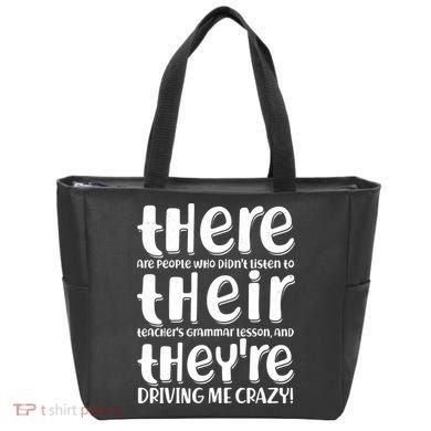 Funny There Their Theyre Grammar Lesson Tote Bag