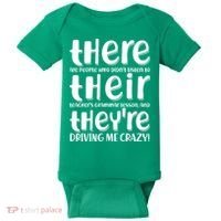 Funny There Their Theyre Grammar Lesson Baby Bodysuit thumb 0