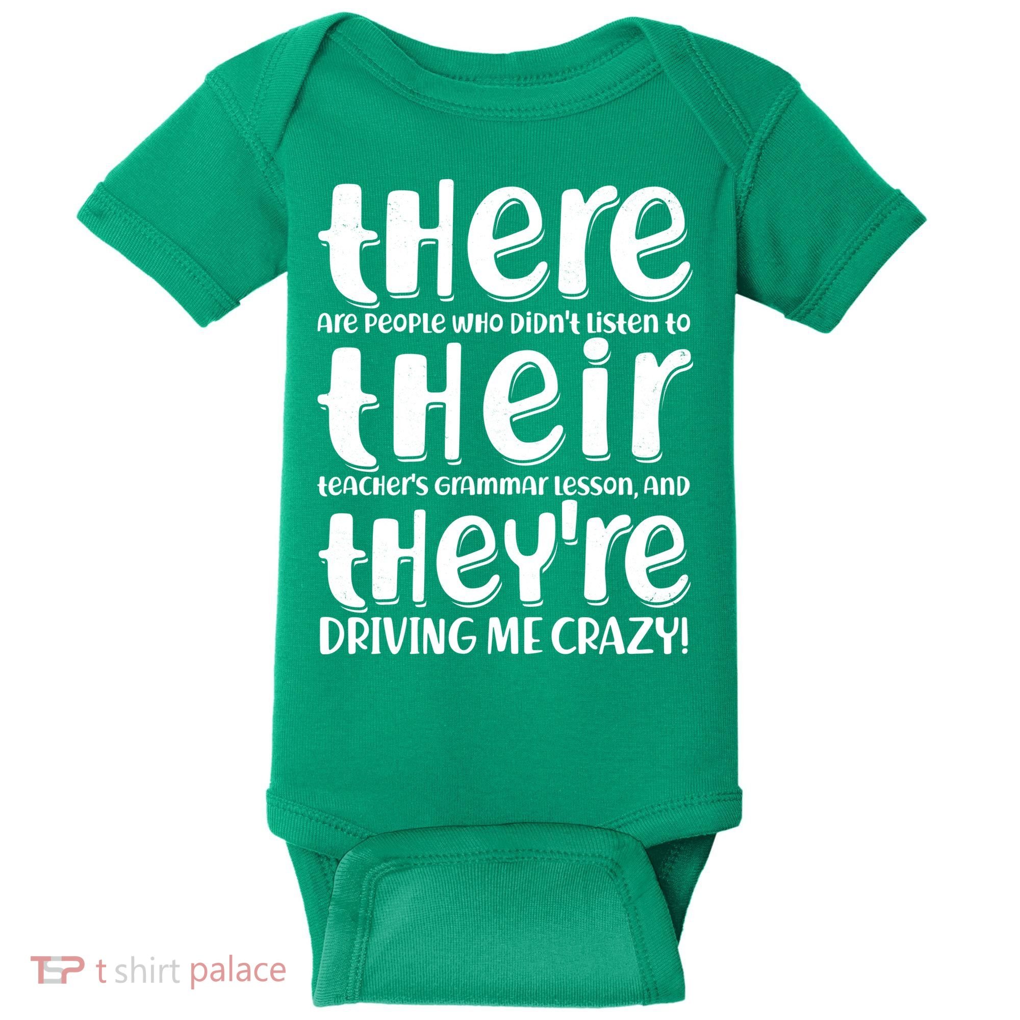 Funny There Their Theyre Grammar Lesson Baby Bodysuit