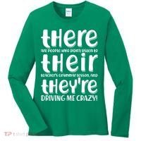 Funny There Their Theyre Grammar Lesson Women's Long Sleeve Shirt thumb 0