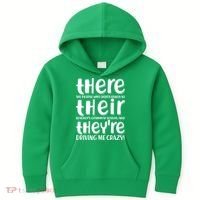 Funny There Their Theyre Grammar Lesson Kids Hoodie thumb 0
