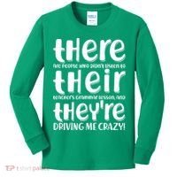 Funny There Their Theyre Grammar Lesson Kids Long Sleeve Shirt thumb 0