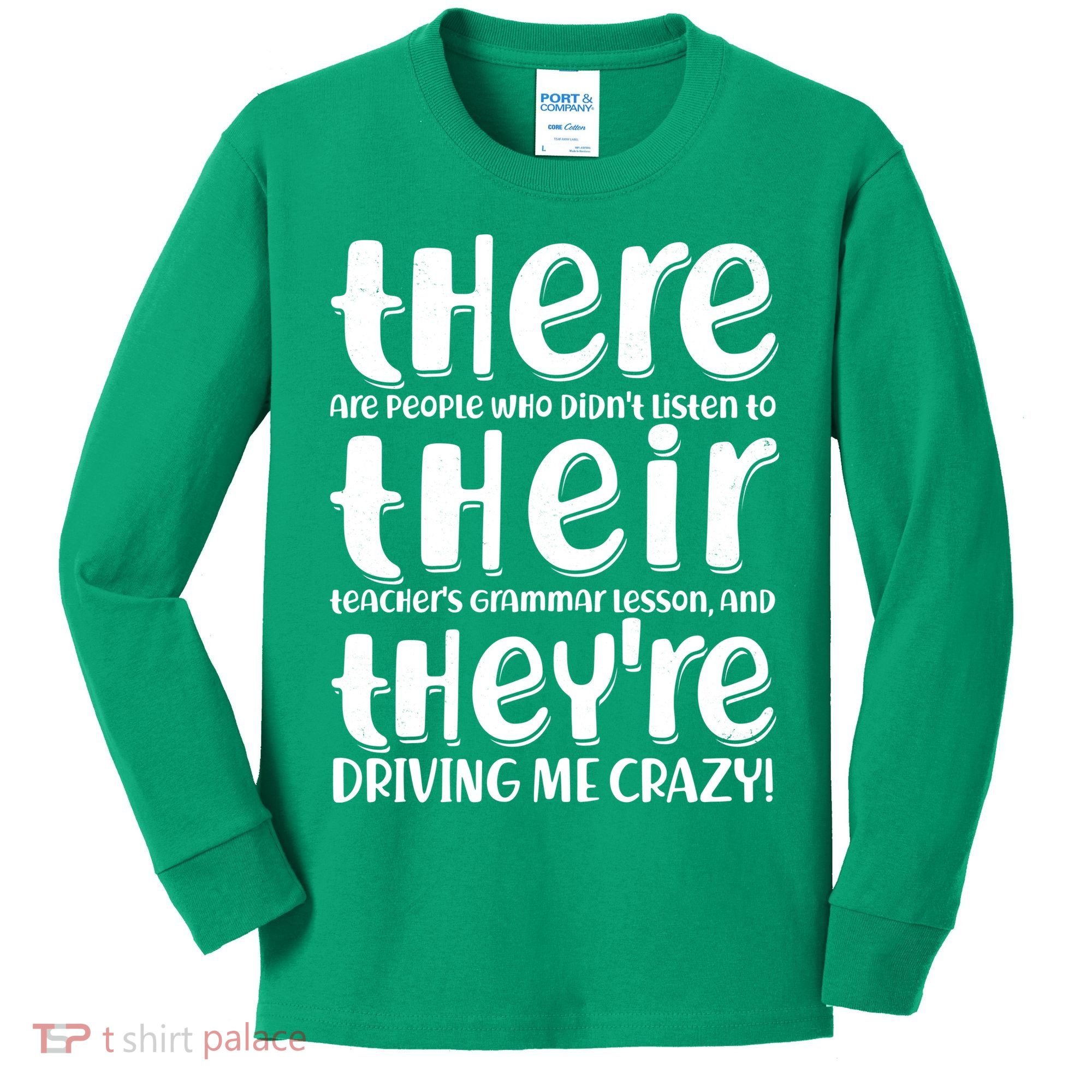 Funny There Their Theyre Grammar Lesson Kids Long Sleeve Shirt