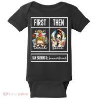 First Teach Then Beach I Am Earning A Summer Break Teacher Baby Bodysuit thumb 0