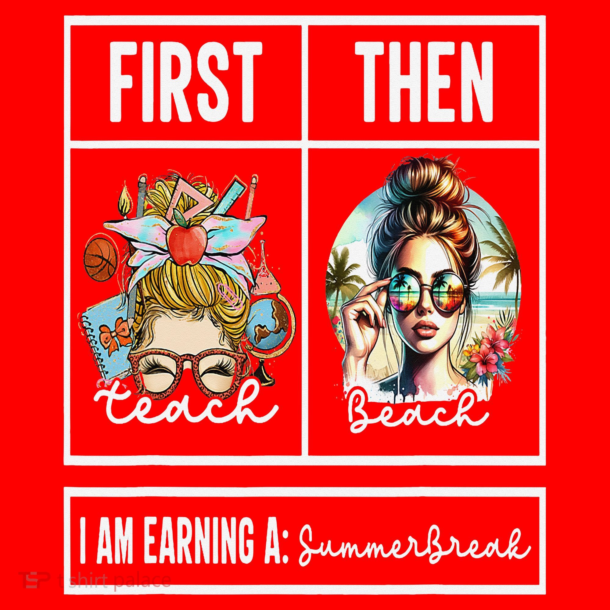 First Teach Then Beach I Am Earning A Summer Break Teacher Santa Hat