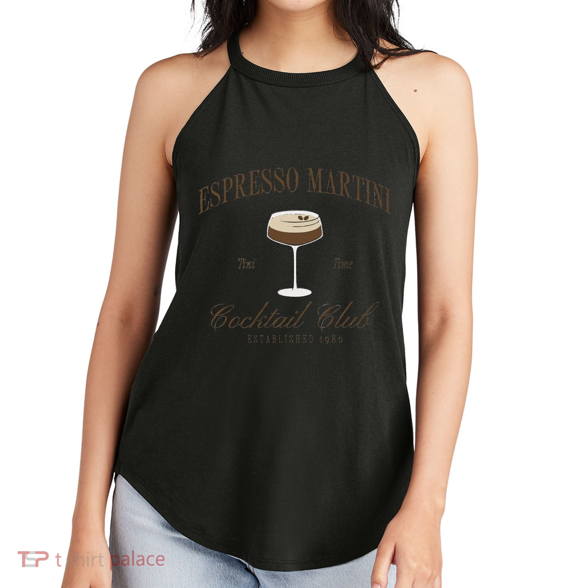 Funny Tini Time Espresso Martini Retro Cocktail And Social Club Women's Perfect Tri Rocker Tank